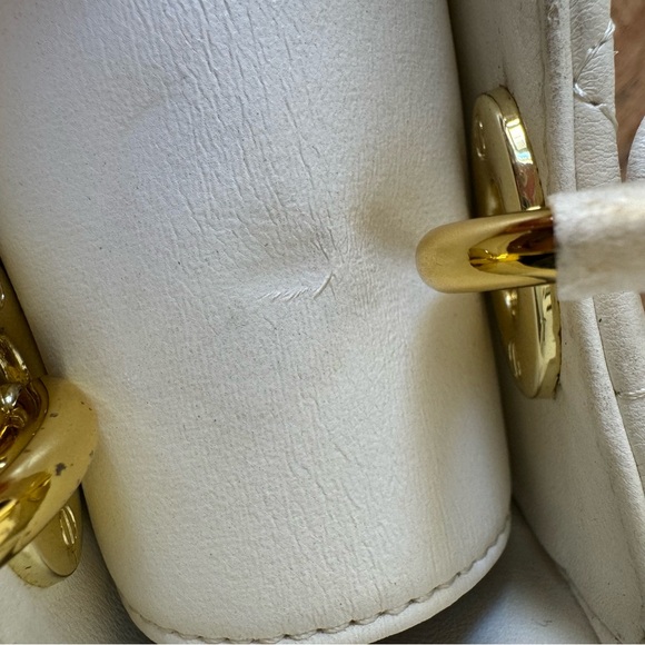 *READ PU | White Gold Quilted Small Lady Bag Crossbody Satchel S7 - Picture 13 of 16